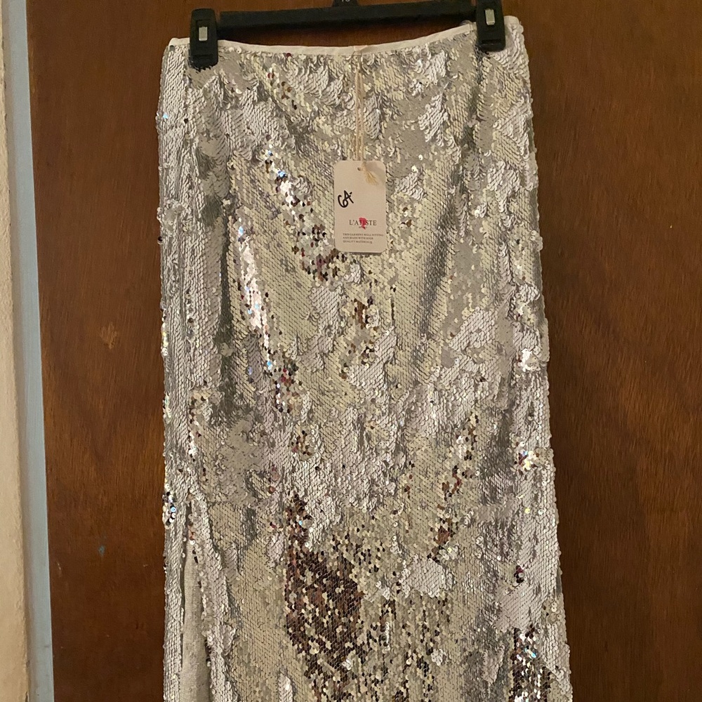 Beautiful silver and white sequin skirt